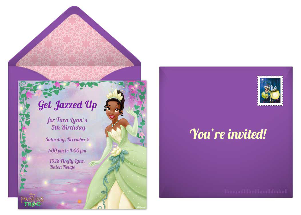 online invitation princess and the frog disney